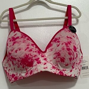 Halston Pink Tie-Dye Wirefree Bra 38D NWT